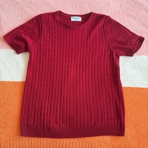 Alfred Dunner Cable Knit Short Sleeve Sweater - Bright Red